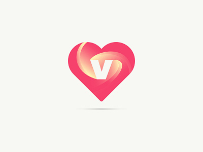 V letter love gradient logo design