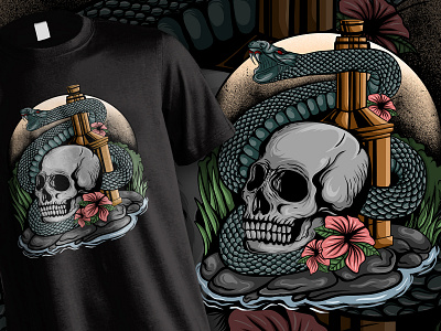 Skull and Snake Vintage Illustration