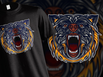 Head Bear T shirt Illustration