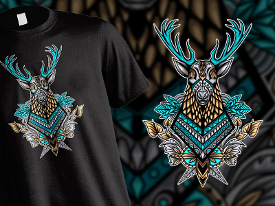 Deer Ornament T shirt Illustration animal art brand branding cloth clothing deer design draw drawing fashion graphic graphic design illustration logo ornament tshirt ui zentangle