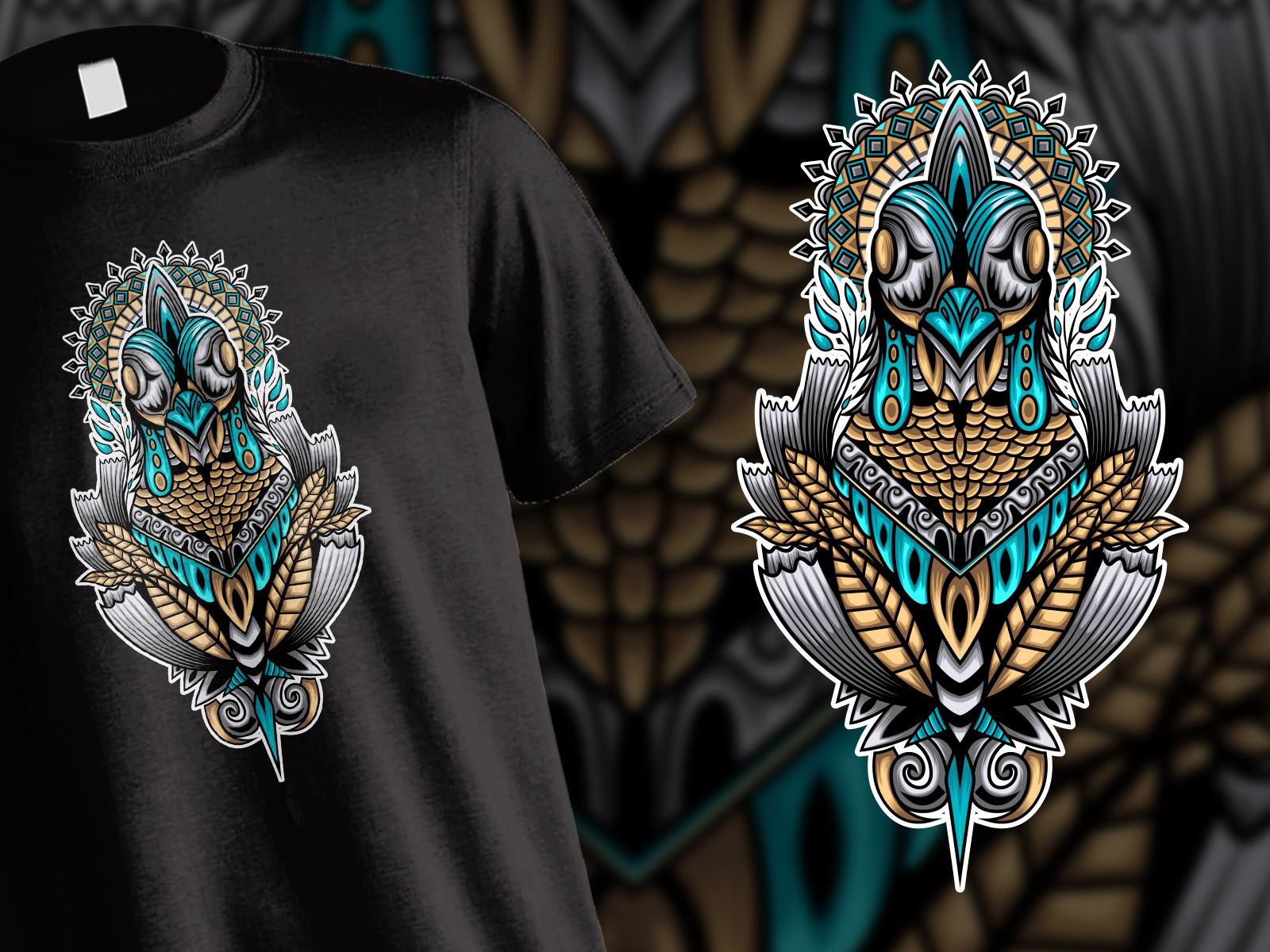 Rooster Ornament T shirt Illustration by adiros on Dribbble