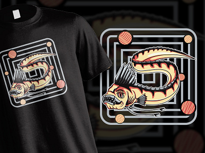 Monster Eel Fish T shirt Illustration art brand branding design draw drawing eel fashion fish graphic graphic design illustration logo monster sea shirt t shirt template ui vintage