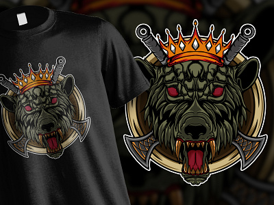 Monster King Wolf T shirt Illustration