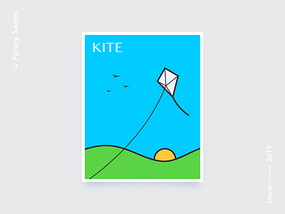 Fly A Kite design flat icon illustration lettering minimal type vector 插图 设计