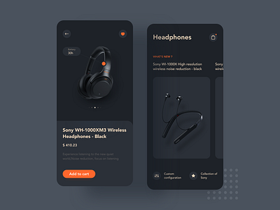 Sony headset product display UI app design mobile mobile ui product design typography ui ux 设计