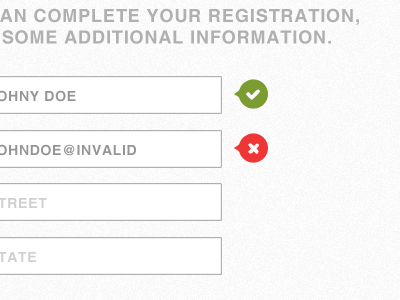 Form correct false feedback field form green input optional red registration required text
