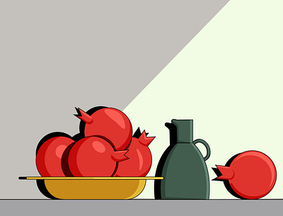 Still life with pomegranates illustration ve vector