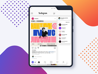 Instagram Concept for Galaxy Fold design flat instagram sketch ui ux vector