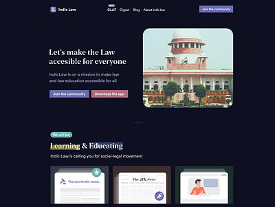 IndicLaw website design exercise app branding creative design design education education app landing page law legal legaltech ui ux website