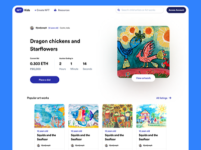 NFT marketplace for child artists