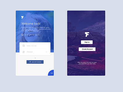 App Login and home page app design interaction login ui ux