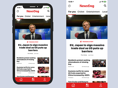 News app home screen design app iphonex news newsdog ui ux