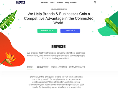 Scketch landing page design, website UI