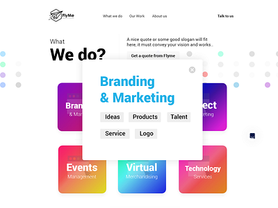 Services page pop-up design, website