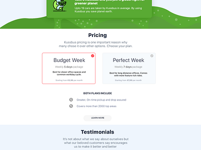 Elegant and simple pricing screen for Kussbus app branding creative design design pricing pricing page pricing plan pricing plans pricing table pricing tables typography ui ux website