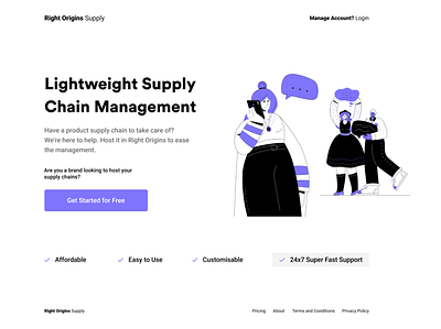 Landing page for supply chain system android app creative design design illustration typography ui ux ux design website