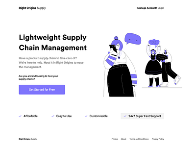 Landing page for supply chain system