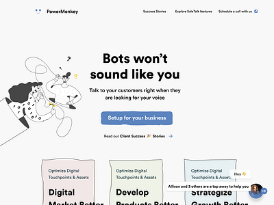 Communication tool landing page