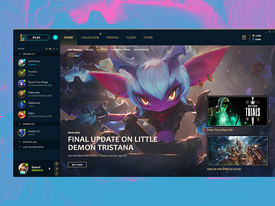 League of Legands Home redesign client games gaming homepage league of legands uiux