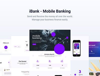iBank - Finance Landing Page app design finance landingpage mobilebanking ui