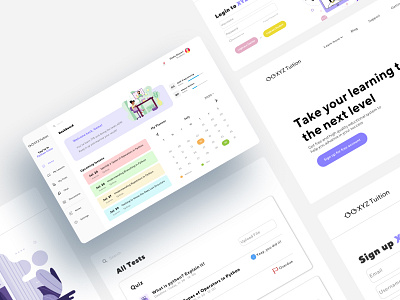 XYZ Tuition - Education dashboard education education website learn lesson login sign up tests web design