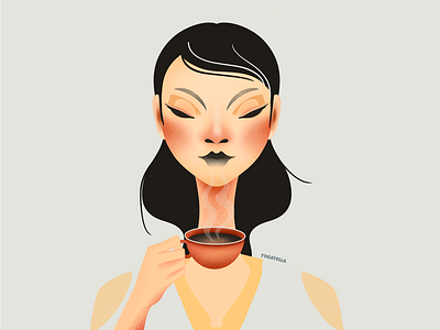 The Black Coffee Drinker coffee design designer digital drawing girl graphic design illustration illustrator marketing shop