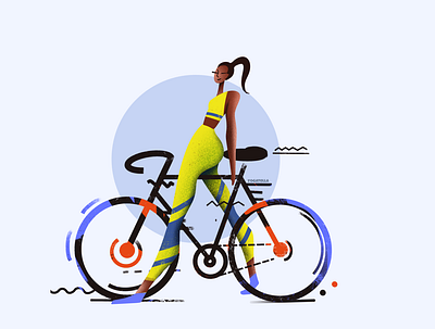 The cyclist colorful design designer digital drawing girl illustration illustration art illustrator sports ui web