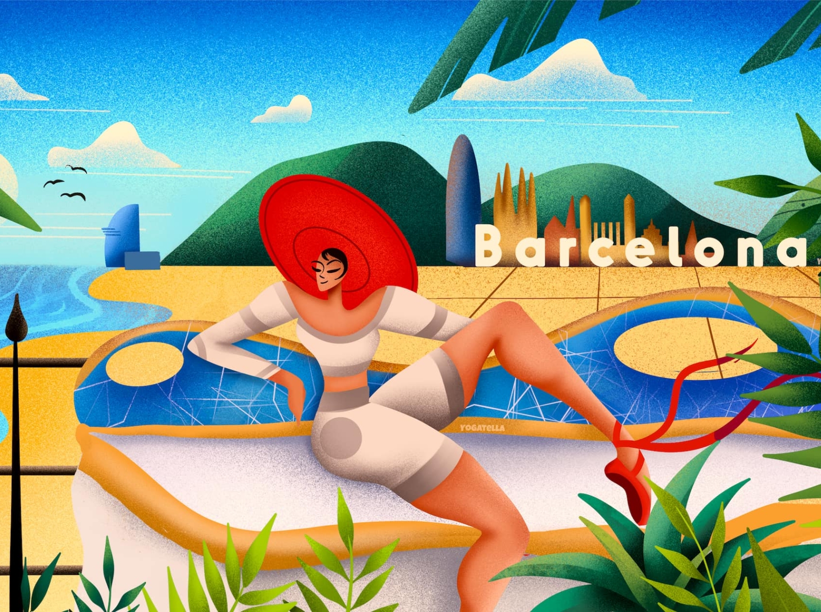 Barcelonatella barcelona colorful digital drawing illustration illustrator package spain typography