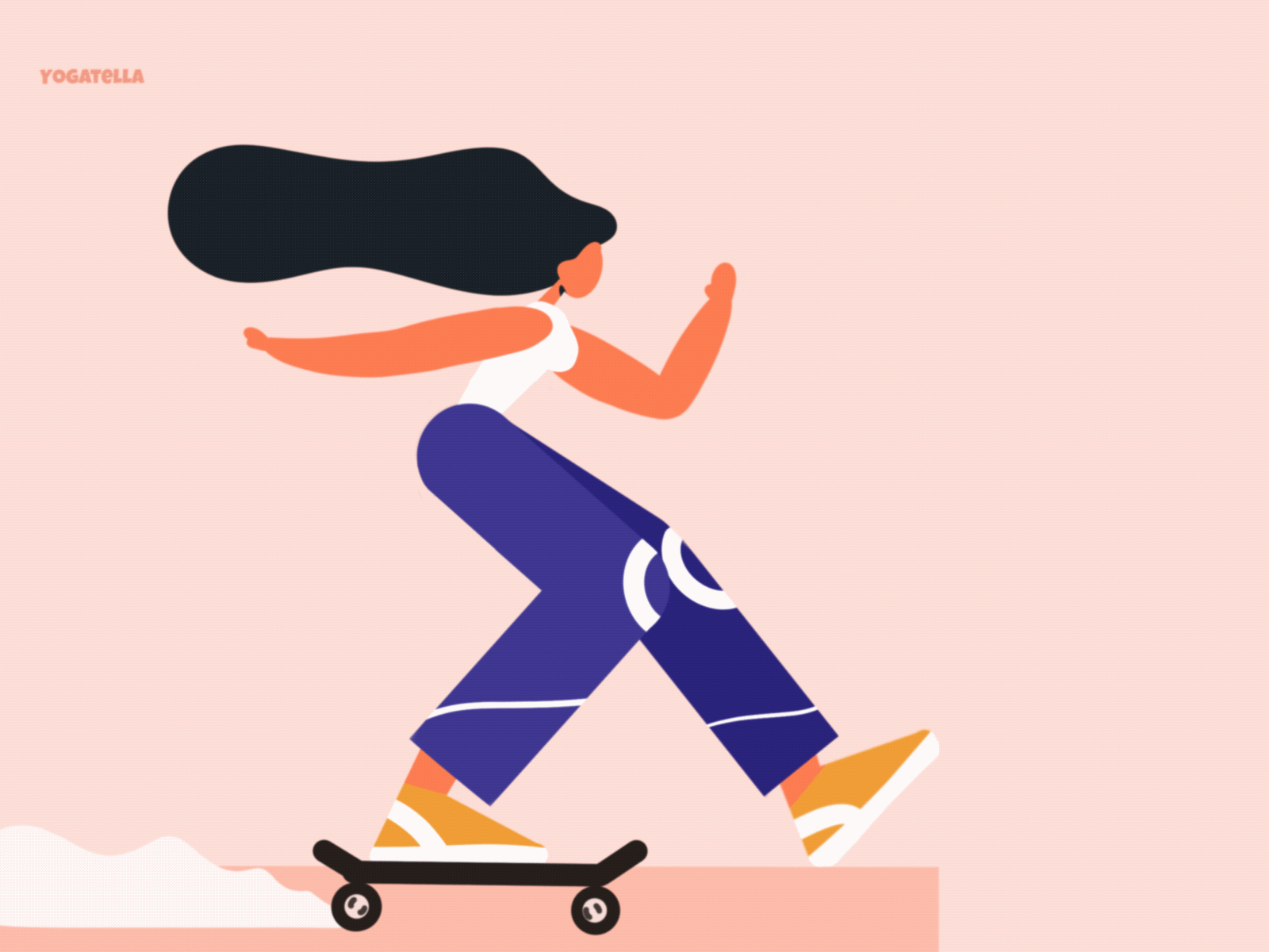 Rolling into Monday like... animated animation animation 2d character girls graphic design illustration illustrator marketing motion art motion graphic skateboarding skater sports ui