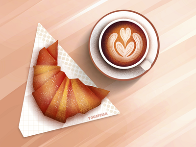 Bon jour! branding croissant design digital food graphic design ill illustration illustrator latte marketing menu poster