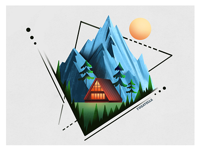 Mountain cabin branding design digital drawing icon illustration illustrator logo marketing mountains painting ui vector web design