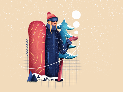 In awe design drawing icon illustration illustrator mountains nature poster ski snowboarder snowboarding winter