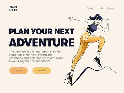 The Trail Runner branding design digital drawing girl healthy illustration illustrator landing page marketing muscular runner running sports trail runner ui web design website