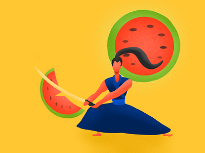 Piece of melon challenge food fruit homepage japan japanese landing page melon procreate samurai sword