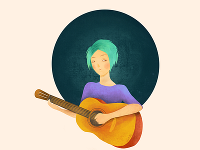 Self portrait brushes color drawing girl guitar guitarist illustration illustrator music musician palette patterns procreate