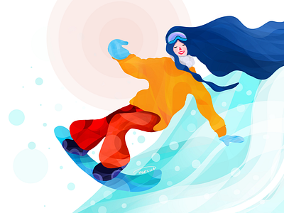 My kind of summer drawing flow girl illustration snowboard snowboarding sports summer winter