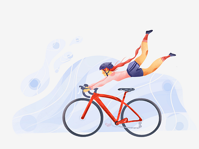 Strong winds bike biker biker girl cycling girl illustration illustrator procreate windy