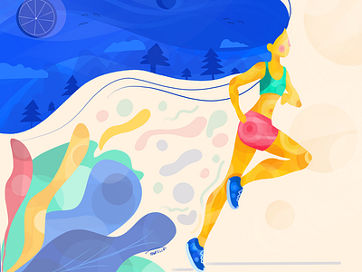 Mountain runner colorful competition illustration laufen marathon mountains procreate runner running