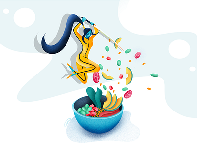 Kill the bill asian bowl branding color company cuisine food healthy illustration kill bill marketing poke sword