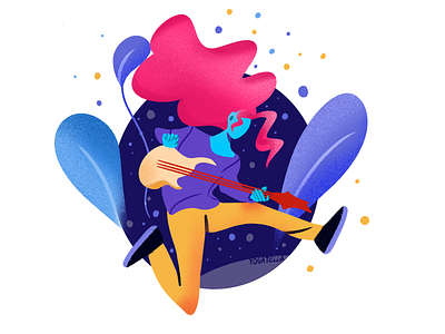 Rock on color digital drawing guitar illustration illustrator palette procreate rocker web