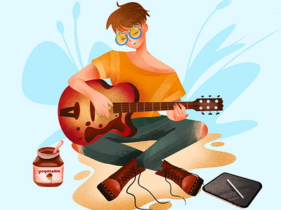 Self portrait digital drawing girl guitar guitarist illustration illustrator ipad music nutella ui yogatella