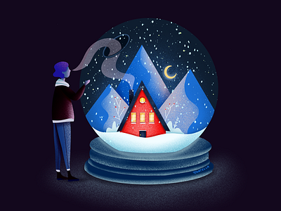 Far from home art christmas design digital illustration drawing home illustration illustrator landing page painting ui