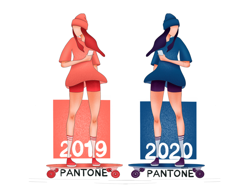 The colors of a decade skateboarding skater marketing drawing illustrator 2020 illustration new year colorful palette pantone colors