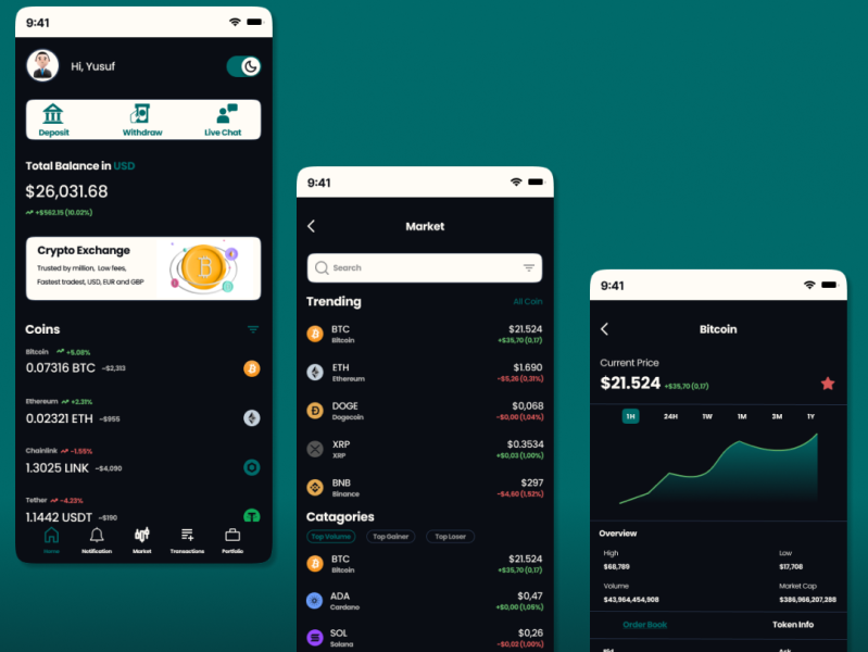 Crypto Apps for everyone by Yusuf on Dribbble