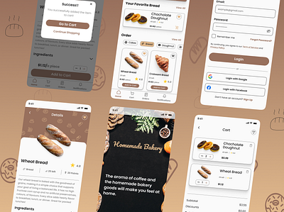 Homemade Bakery Apps branding design graphic design illustration landing page ui ui ux design