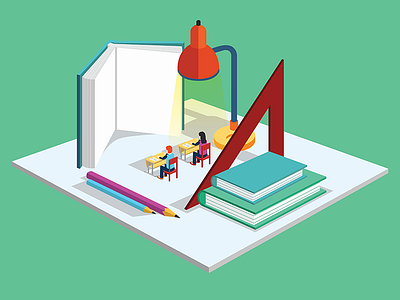 Study Hard flat flat design isometric isometric design studying vector