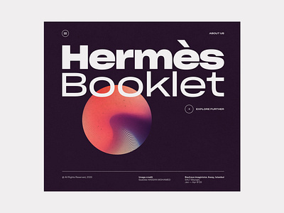 Hermes Booklet Header abstract dark dark theme dark ui design exploration header header design illustration minimal sharp typography ui web website