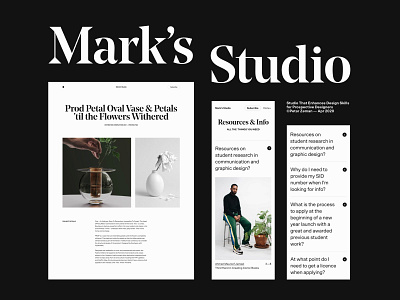 Mark’s Studio, Behance Case (link in description) art direction article behance blog branding case study clean design exploration luxury minimal studio typography ui web website