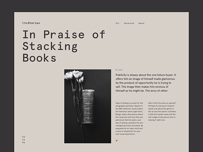 Stacked - theStories article blog books design exploration logo minimal typography ui ux web website