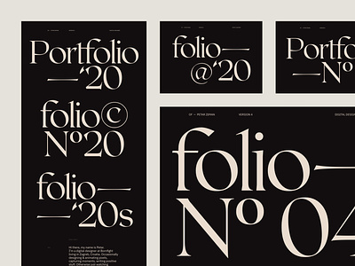 folio'20 — Header Variations design exploration explore font minimal portfolio portfolio design portfolio page serif typography ui web website